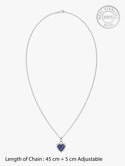 Silver Heart Of The Ocean Pendant With Link Chain