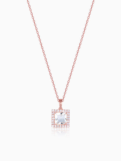 Rose Gold Snow White Pendant With Link Chain