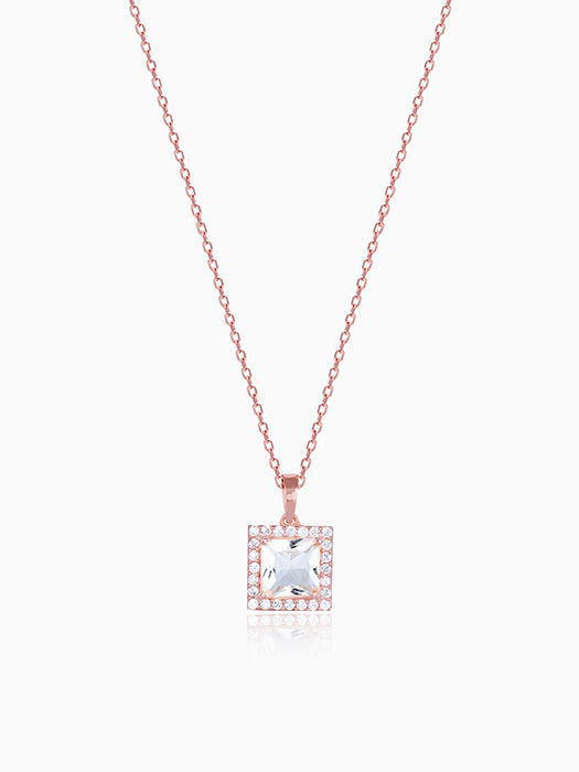 Rose Gold Snow White Pendant With Link Chain