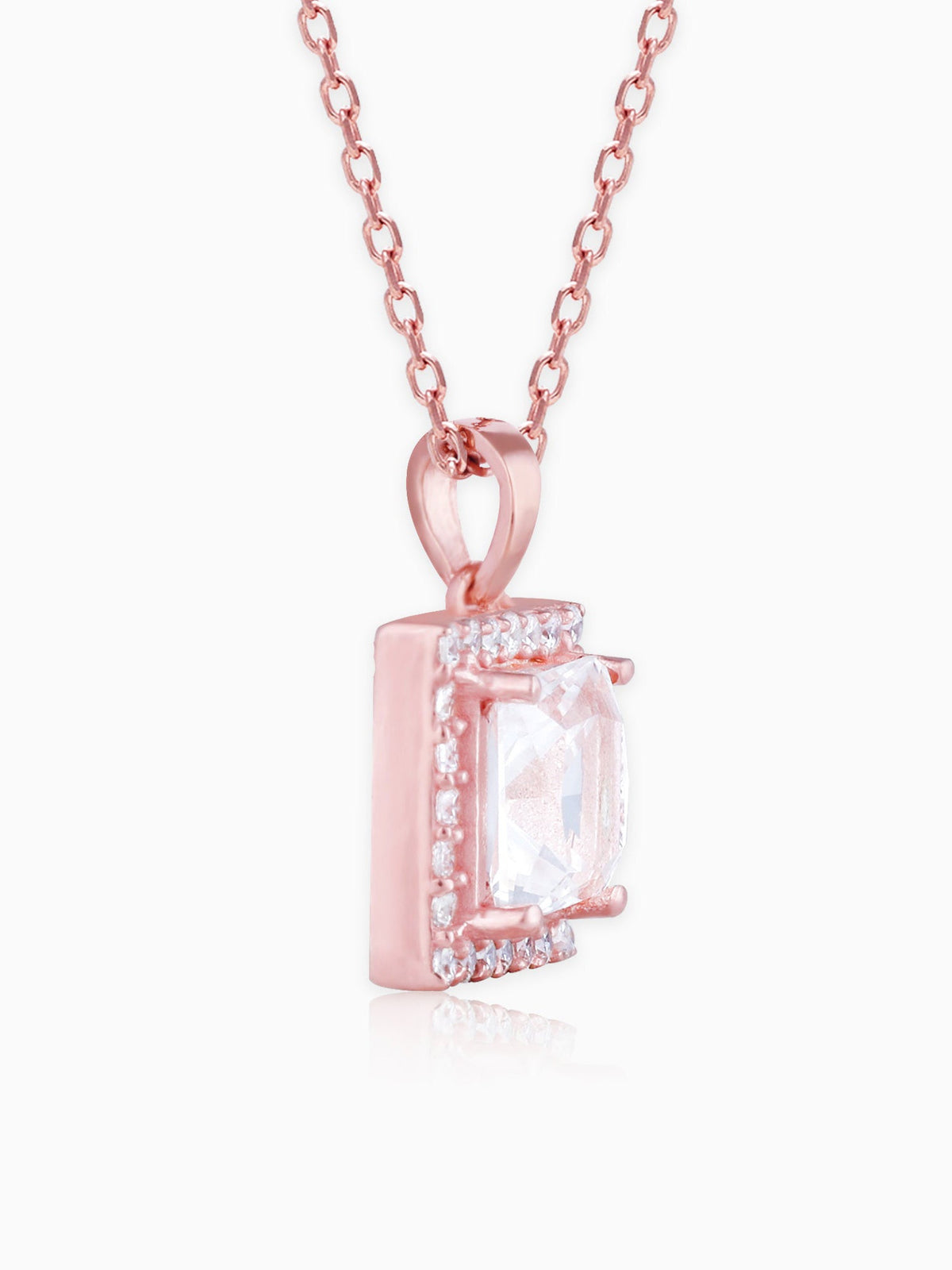 Rose Gold Snow White Pendant With Link Chain