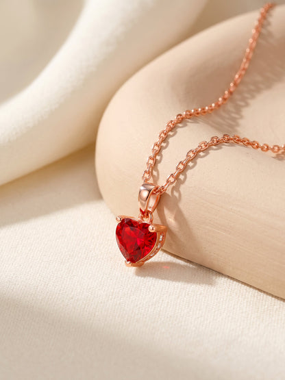 Rose Gold Loving in Red Pendant With Link Chain