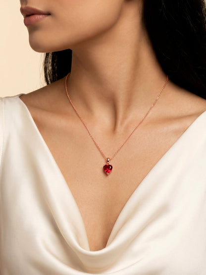 Rose Gold Loving in Red Pendant With Link Chain