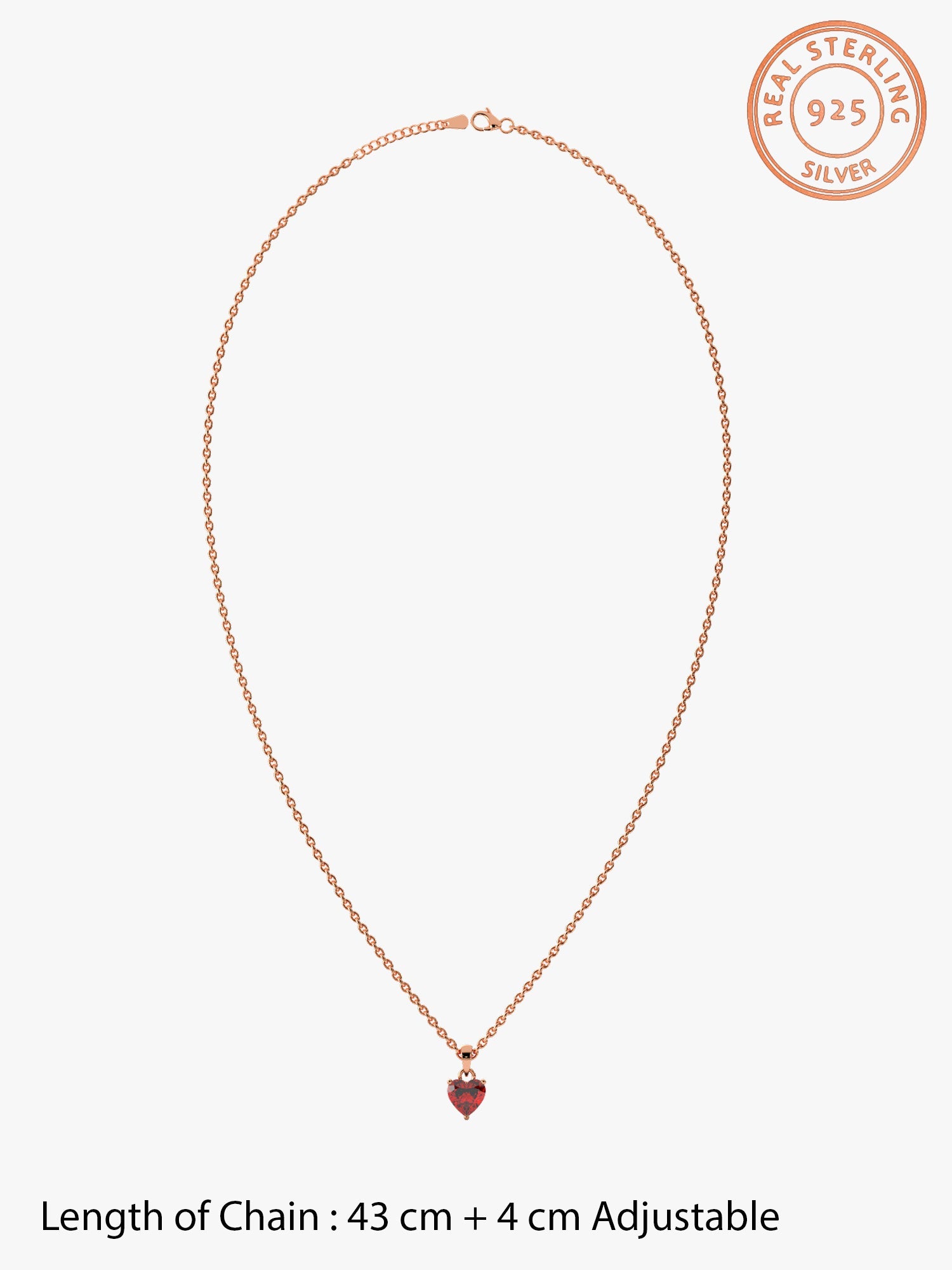 Rose Gold Loving in Red Pendant With Link Chain