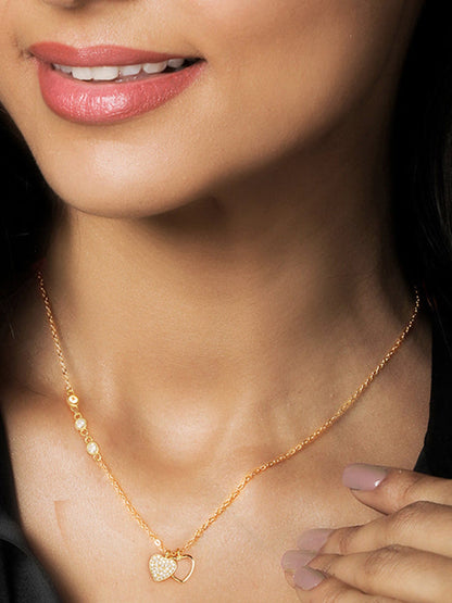 Golden Heart to Heart Necklace