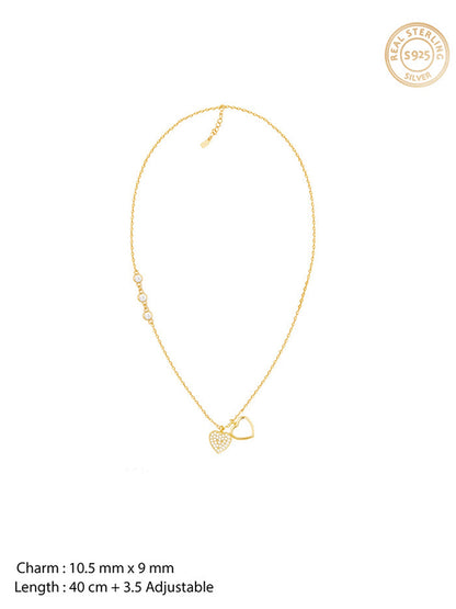 Golden Heart to Heart Necklace