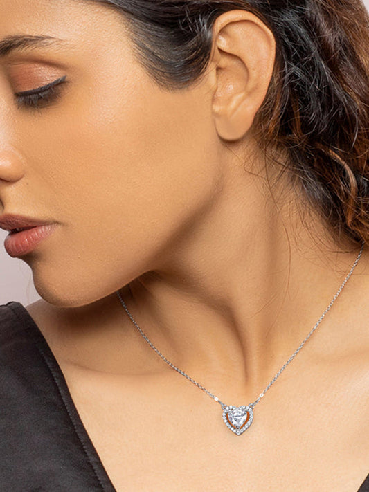Silver Fall in Love Necklace