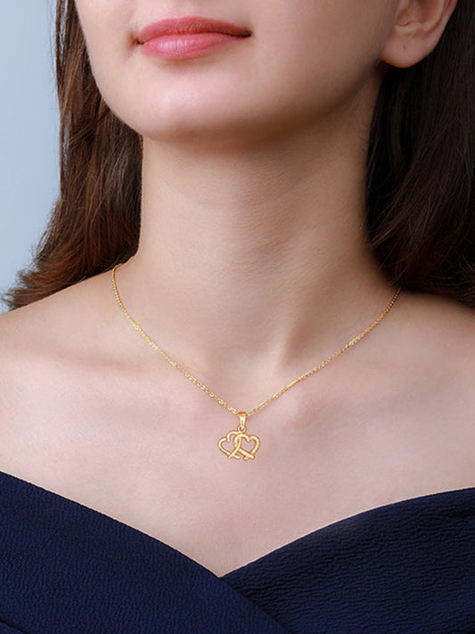 Golden Bonding Hearts Pendant With Link Chain