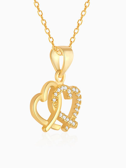 Golden Bonding Hearts Pendant With Link Chain