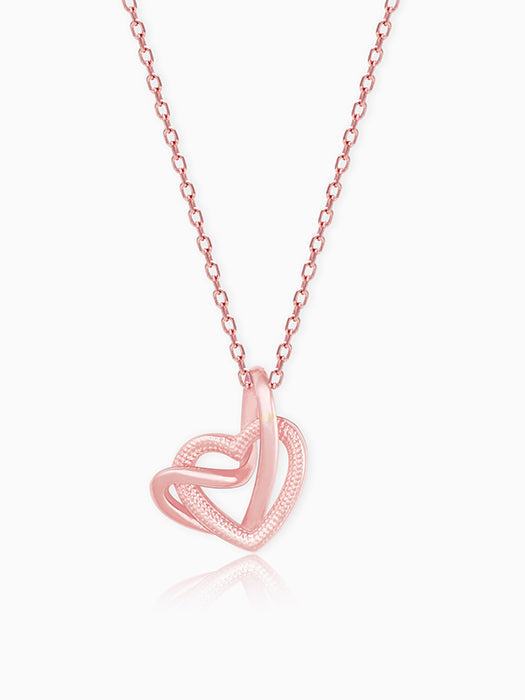 Rose Gold Double Trouble Heart Pendant With Link Chain