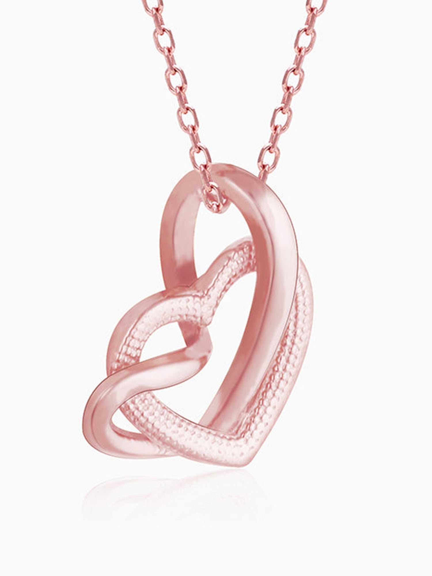 Rose Gold Double Trouble Heart Pendant With Link Chain