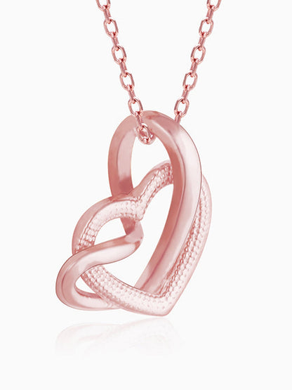 Rose Gold Double Trouble Heart Pendant With Link Chain