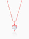 Rose Gold Solitaire Heart Pendant With Link Chain