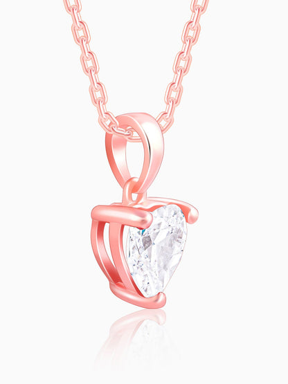 Rose Gold Solitaire Heart Pendant With Link Chain