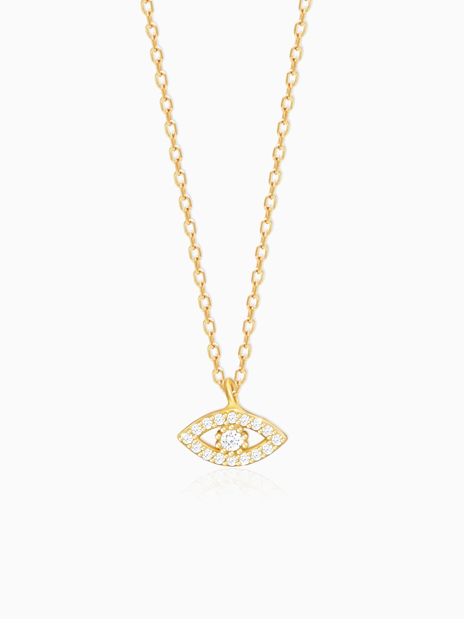 Golden Evil Eye Zircon Pendant With Link Chain