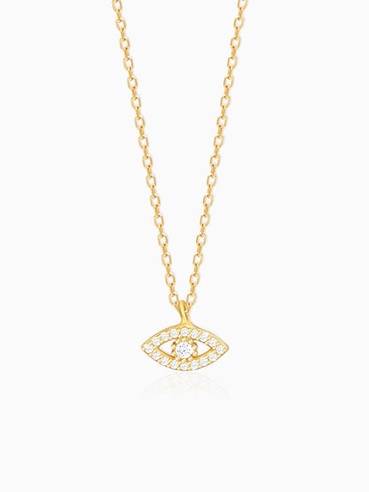 Golden Evil Eye Zircon Pendant With Link Chain