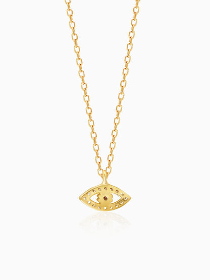 Golden Evil Eye Zircon Pendant With Link Chain