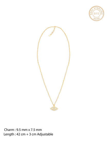 Golden Evil Eye Zircon Pendant With Link Chain