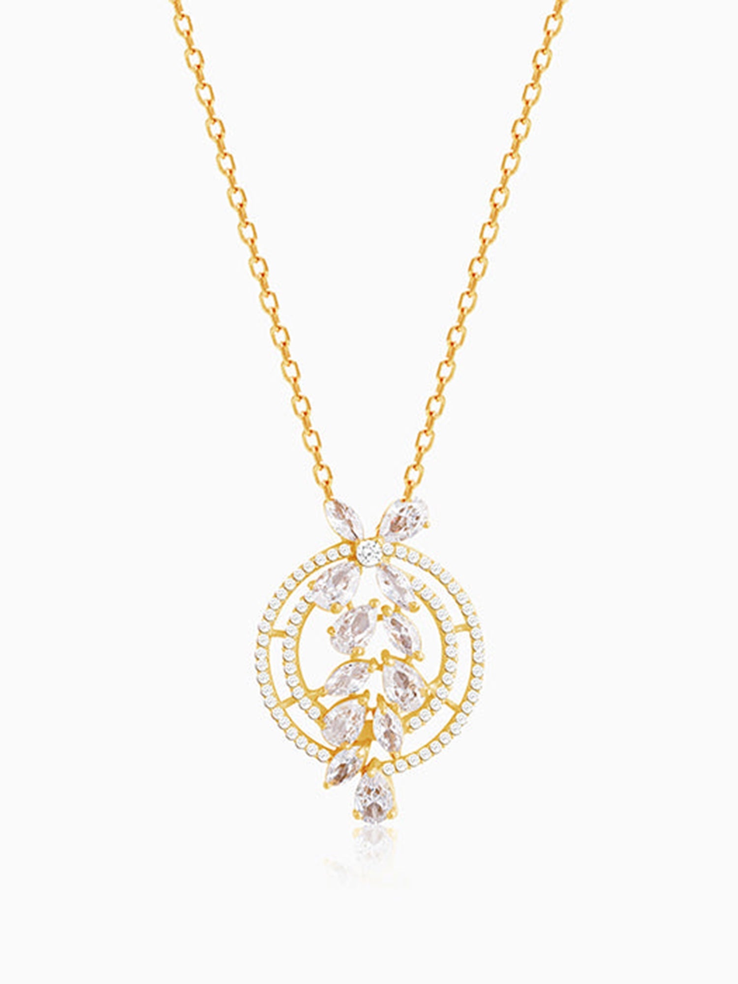 The White Periwinkle Pendant With Link Chain