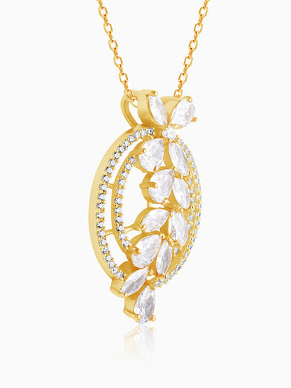The White Periwinkle Pendant With Link Chain