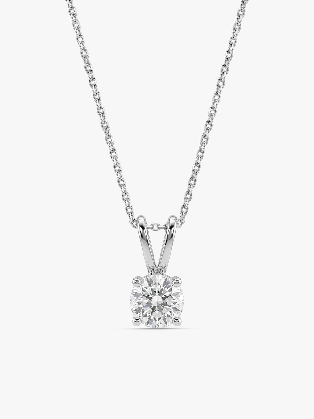 Silver Zircon Pendant with Link Chain
