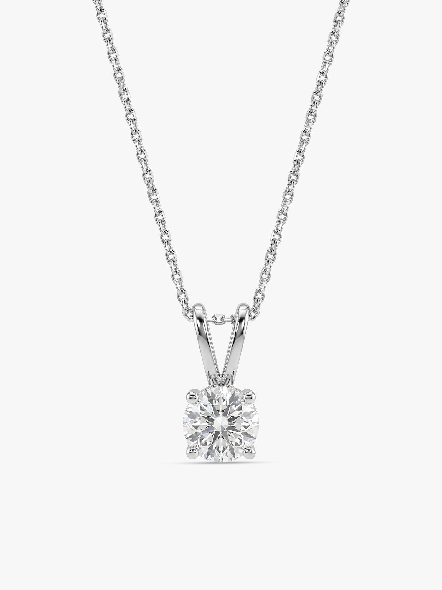 Silver Zircon Pendant with Link Chain