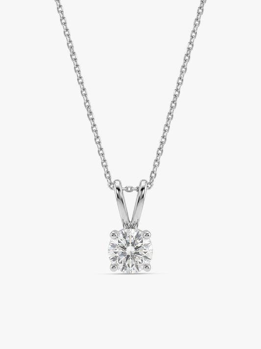 Silver Zircon Pendant with Link Chain