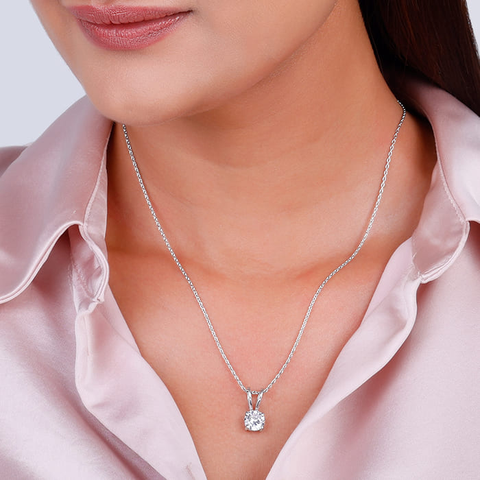 Silver Zircon Pendant with Chain – GIVA - Main Image