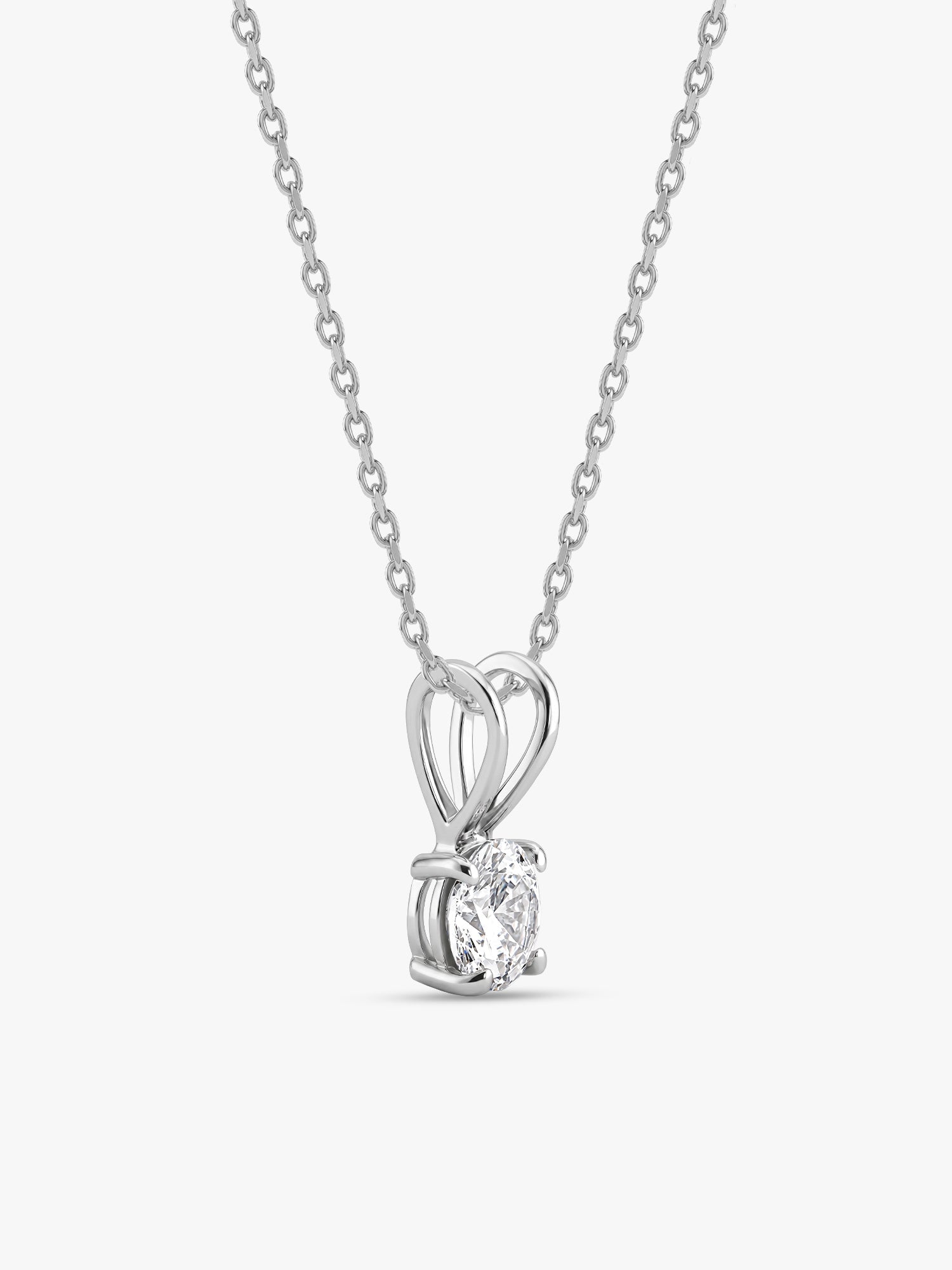 Silver Zircon Pendant with Link Chain