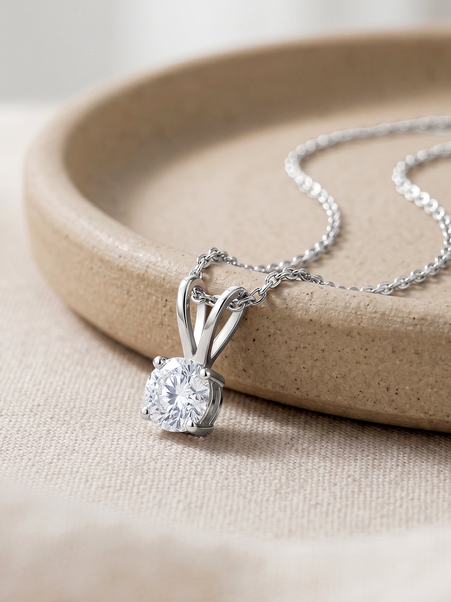 Silver Zircon Pendant with Link Chain