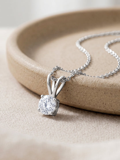 Silver Zircon Pendant with Link Chain