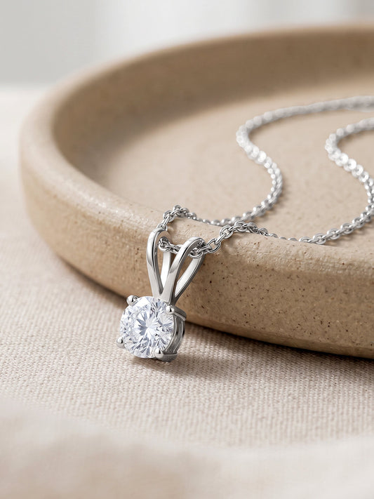 Silver Zircon Pendant with Link Chain