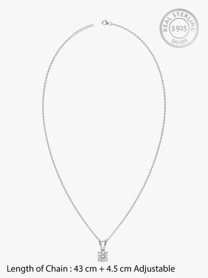 Silver Zircon Pendant with Link Chain