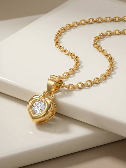 Golden Imagine Hearts Pendant With Link Chain