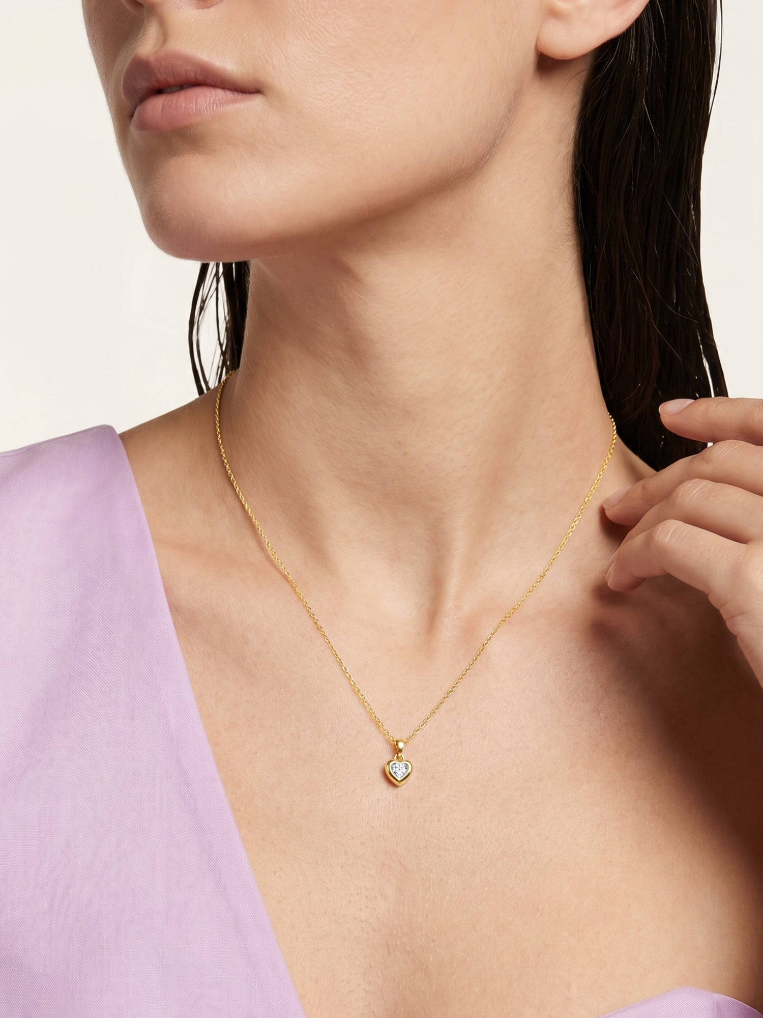 Golden Imagine Hearts Pendant With Link Chain