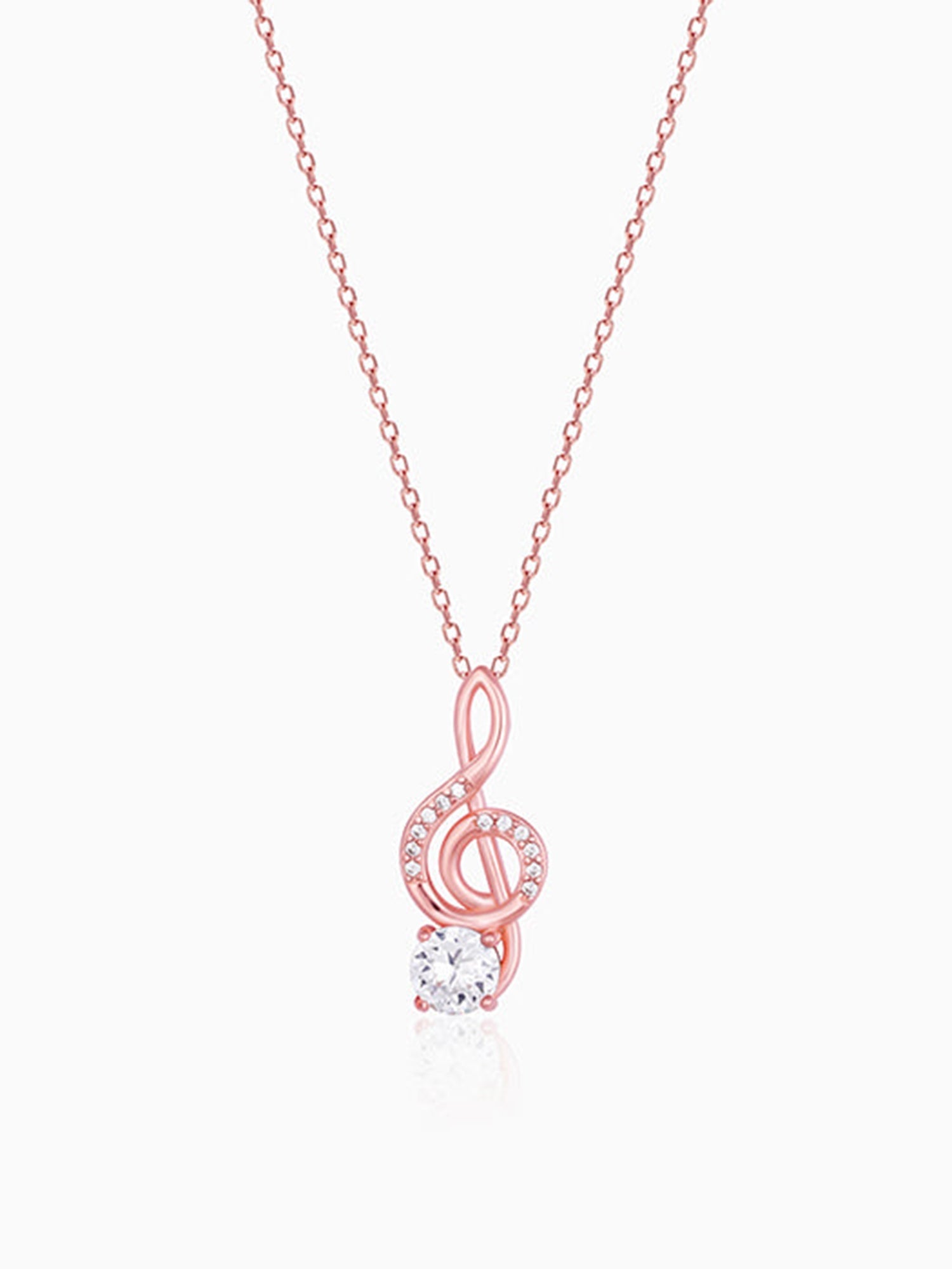 Rose Gold Clef Pendant With Link Chain