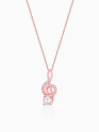 Rose Gold Clef Pendant With Link Chain