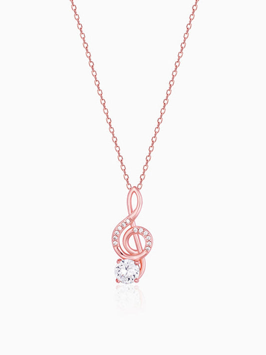Rose Gold Clef Pendant With Link Chain