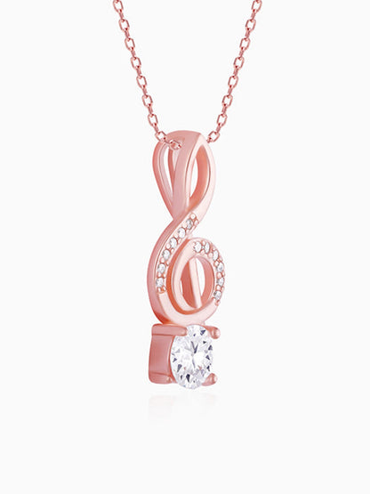 Rose Gold Clef Pendant With Link Chain