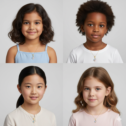 Golden Pie Unicorn Kids Pendant with Link Chain (7-10 yrs)