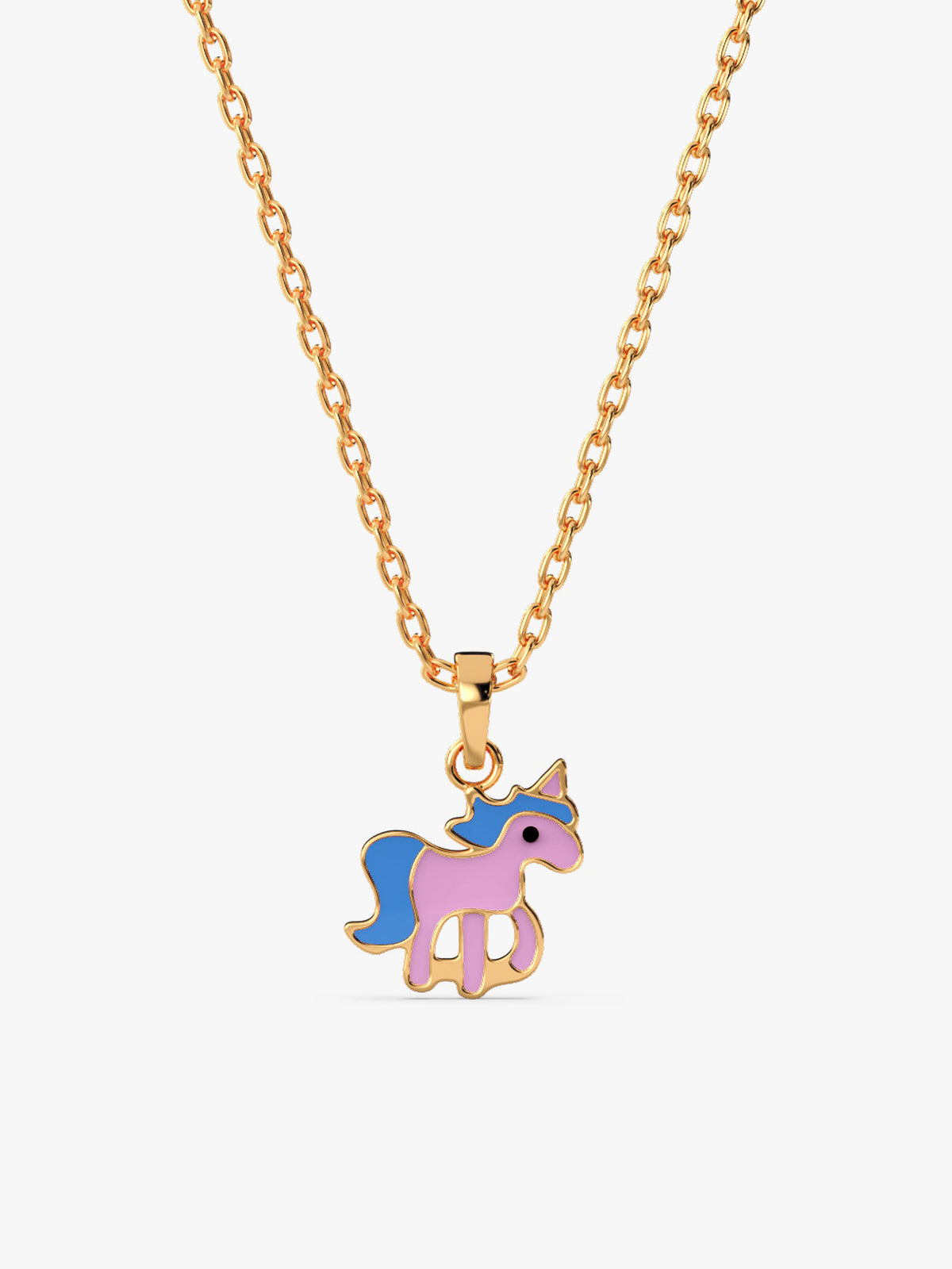Golden Pie Unicorn Kids Pendant with Link Chain (7-10 yrs)