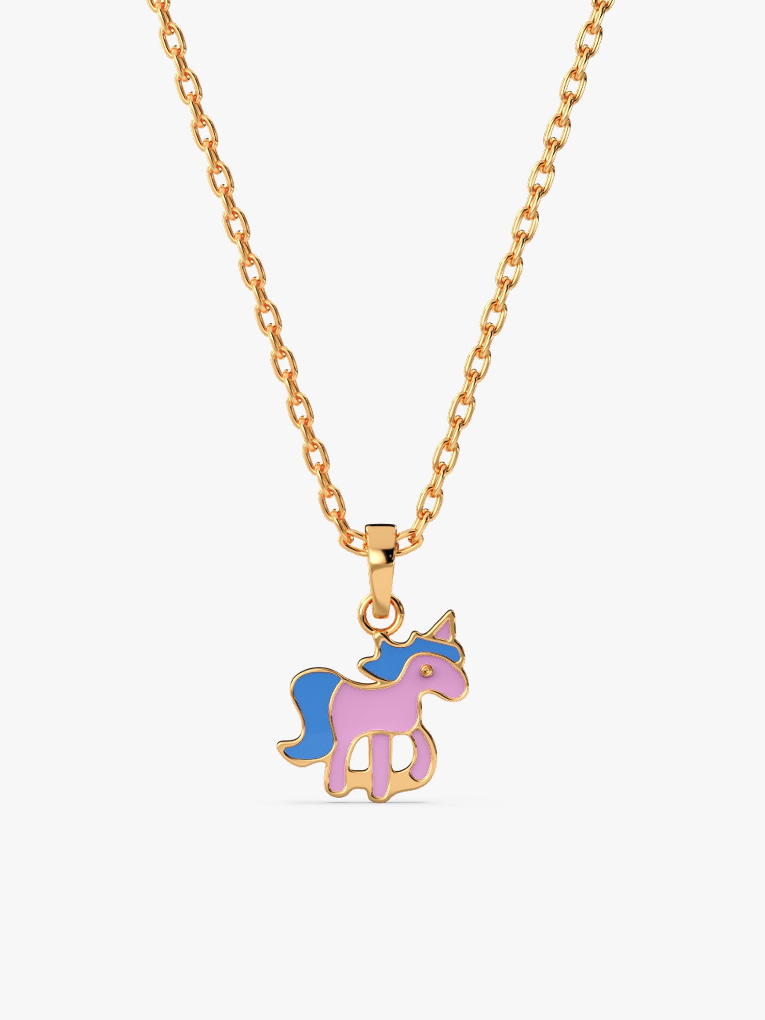Golden Pie Unicorn Kids Pendant with Link Chain (7-10 yrs)