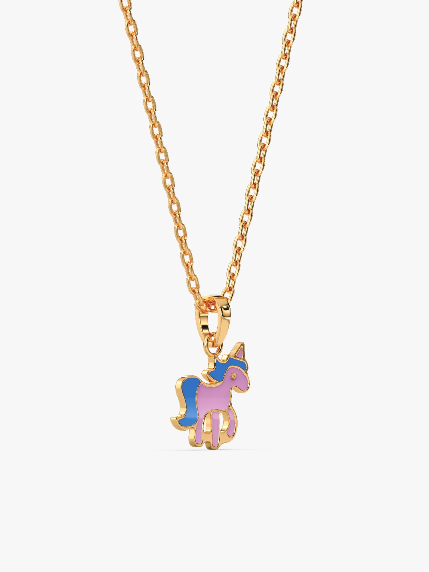 Golden Pie Unicorn Kids Pendant with Link Chain (7-10 yrs)