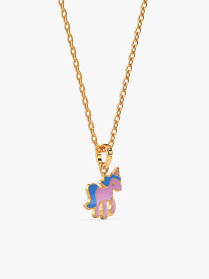 Golden Pie Unicorn Kids Pendant with Link Chain (7-10 yrs)