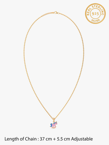 Golden Pie Unicorn Kids Pendant with Link Chain (7-10 yrs)