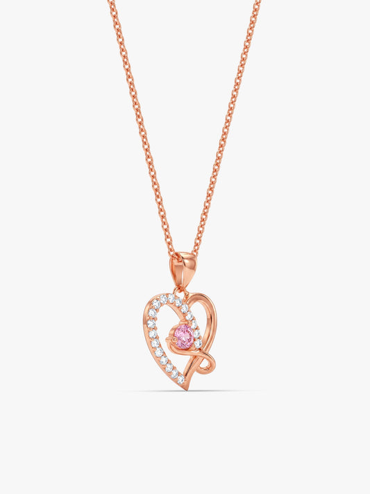 Rose Gold Music In My Heart Pendant with Link Chain