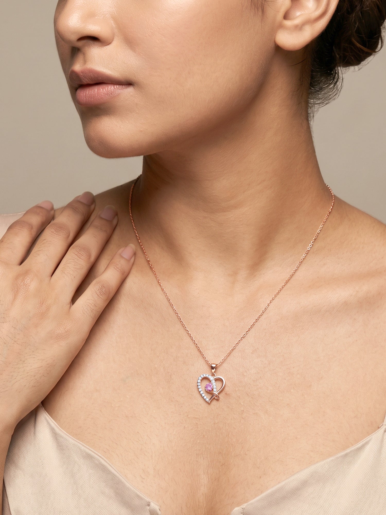 Rose Gold Music In My Heart Pendant with Link Chain