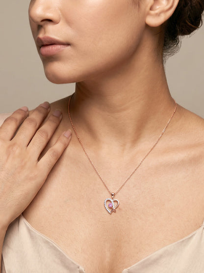 Rose Gold Music In My Heart Pendant with Link Chain