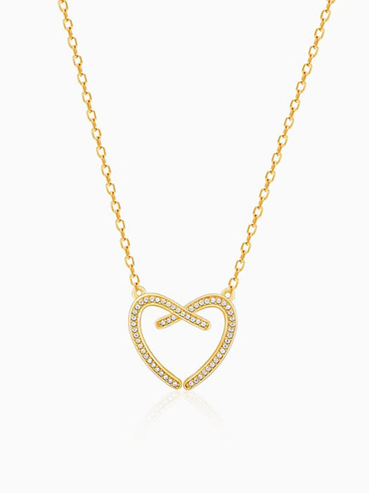 Golden Zircon Studded Heart Necklace