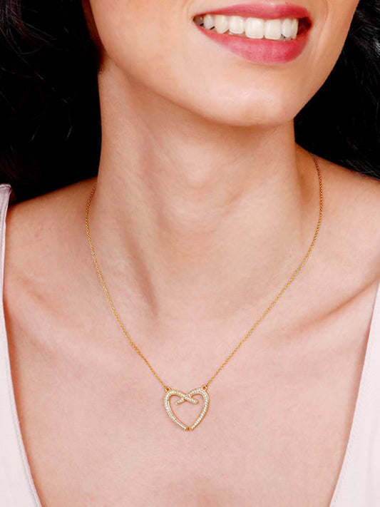 Golden Zircon Studded Heart Necklace