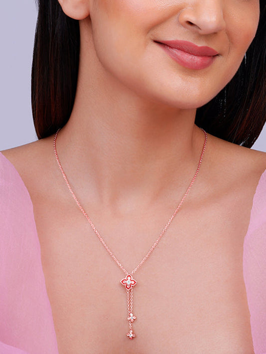 Rose Gold Artsy Floral Necklace